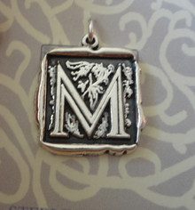 21x20mm Lg Hvy Alphabet Letter Initial M Sterling Silver Charm