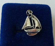 3D 17x22mm Movable Sailboat with 3 sails Sterling Silver Charm