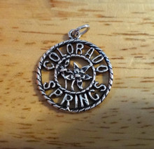 20mm says Colorado Springs with Columbine Sterling Silver Charm