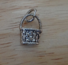 12x10mm Sm Detailed 1 Handle Basket Sterling Silver Charm