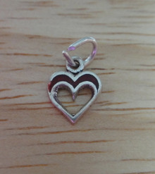 8x11mm Tiny Red top Inlaid Open Heart Sterling Silver Charm!
