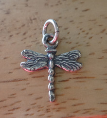 3D 14x15mm xSmall Dragonfly Sterling silver Charm! Cute!