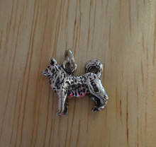 Small 3D Akita Husky Dog Sterling Silver Charm