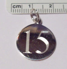 18 mm Sterling Silver Number 15 Fifteen Birthday Charm