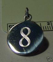 18 mm Sterling Silver Number 8 Eighth Birthday Charm