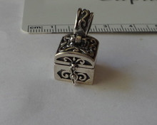 22x13x11mm 7g Treasure Chest Movable Prayer Box Sterling Silver Charm