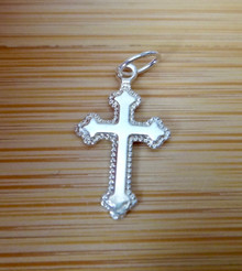 Tiny 9x16 mm Trefoil Baby Child Cross Sterling Silver Charm