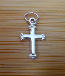 Very Tiny 8x13mm Trefoil Baby Child Cross Sterling Silver Charm!!