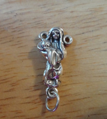 22x11mm Rosary Center Mary and Baby Jesus Sterling Silver Charm