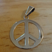 21mm Flat Round Cut Out Peace Sign Sterling Silver Charm with Bale