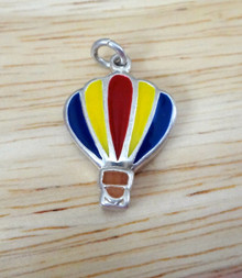 15x21mm Heavy Enameled Hot Air Balloon Sterling Silver Charm
