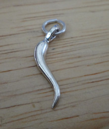 9x22mm Small 3D Italian Horn Sterling Silver Charm