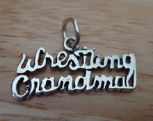 25x12mm says Wrestling Grandma Wrestler Sterling Silver Charm