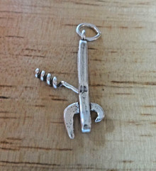 3D 9x27mm Movable Can Opener Corkscrew Sterling Silver Charm