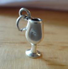 Oval 3D Wine Glass Goblet Sterling Silver Charm!