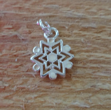11mm White Enamel Snowflake Christmas Sterling Silver Charm
