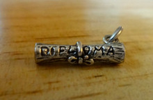 3D 8x18mm Rolled up Graduation Diploma Sterling Silver Charm!