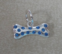 16x9mm Blue Crystals on Dog Bone Sterling Silver Charm! concave back