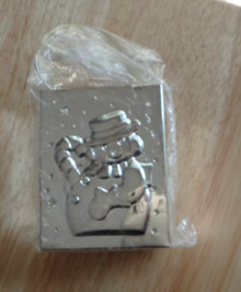 3"x2"Cute Silver-plate Metal Snowman Gift Bag & Handles