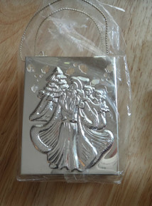 3"x2"Cute Silver-plate Metal Santa Gift Bag & Handles