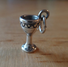 3D 6x12mm Sm Communion Eucharist Wine Glass Chalice Sterling Silver Charm