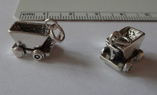 3D 10x14x9mm Miner's Mine Gold Ore Cart Sterling Silver Charm