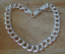 7" inch Sterling Silver 14 gram Double Link 8 mm Charm Bracelet