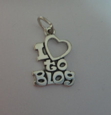 says I love (heart) to Blog Sterling Silver Charm