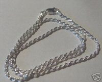 22" inch 2 mm 6.5g Rope Unisex Man's Sterling Silver Chain
