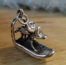 3D 20x18mm 4.8g Everglades Louisiana Airboat Sterling Silver Charm