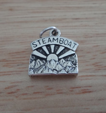 13x14mm says Steamboat Springs Colorado Sterling Silver Charm