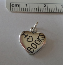 Heart says I Love Books Sterling Silver Charm
