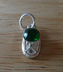 May Birthstone CZ Bootie Sterling Silver Charm