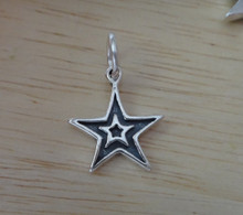 Small 12mm 5 Point Dallas Double Star Cowboy Sterling Silver Charm