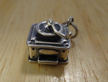 Movable Detailed Coffee Grinder Sterling Silver Charm