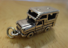 3D Pickup Truck Camper Trailer Sterling Silver Charm