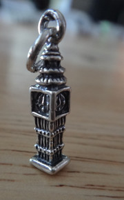 3D 5x21mm Big Ben Clock Tower in London Sterling Silver Charm