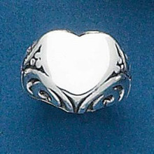 size 5, 6, 7, 8, or 9 Sterling Silver 4-6 gram Fancy Heart Band with Scroll design on sides Ring