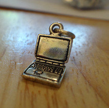 3D 8x14mm Small Computer Laptop Sterling Silver Charm