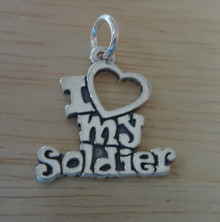 17x20mm Military says I Love My Soldier Sterling Silver Charm