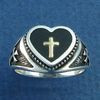 size 5 6 7 8 9 or 10 14K Gold Cross & Heart Sterling Silver Ring