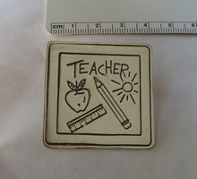 Sterling Silver 10 gram Apple Pencil Ruler Teacher Pendant/Pin
