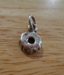 Tiny 8mm 3D Donut or Bagel Sterling Silver Charm