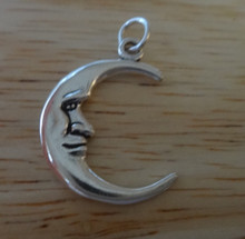 23x17mm 2 sided Man in Moon Face Sterling Silver Charm