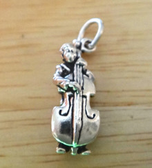 8x20mm Bass Cello Player Instrument Sterling Silver Charm