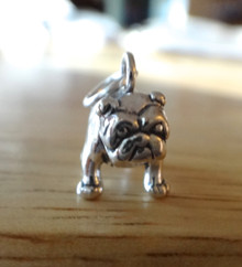 14x12mm Cute 3D Bulldog Dog Sterling Silver Charm