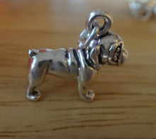 18x15mm Cute 3D Bulldog Dog Sterling Silver Charm