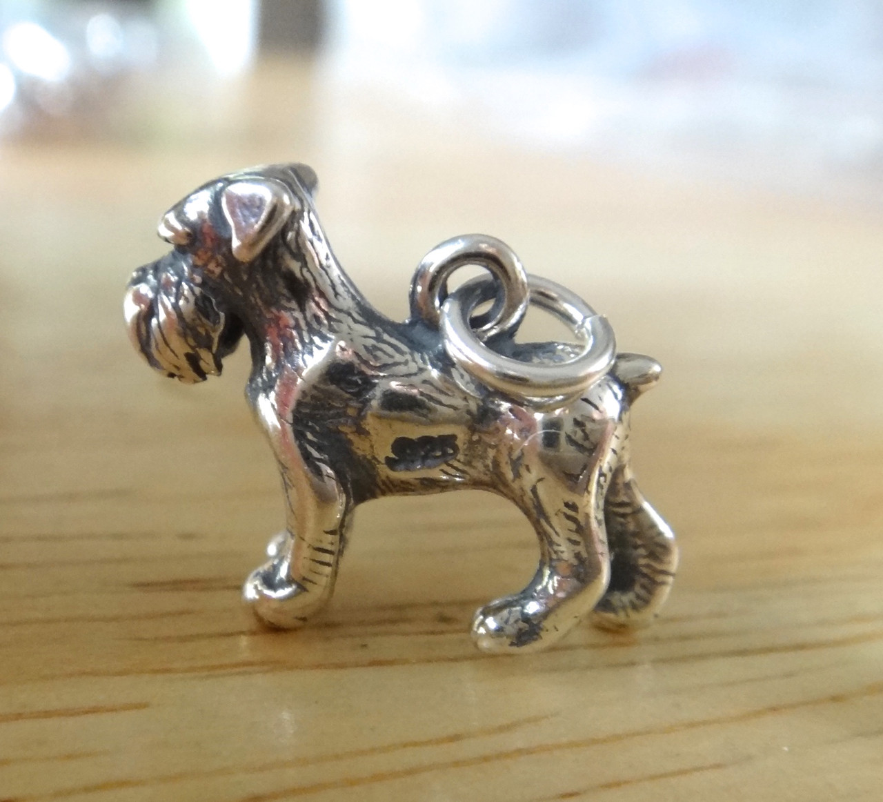 Bangle Pomeranian Bracelet STERLING SILVER 3D TEXTURED SCHNAUZER