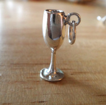 Medium Wine Goblet Glass Sterling Silver Charm