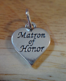 13x15mm Says Matron of Honor on Heart Wedding Sterling Silver Charm